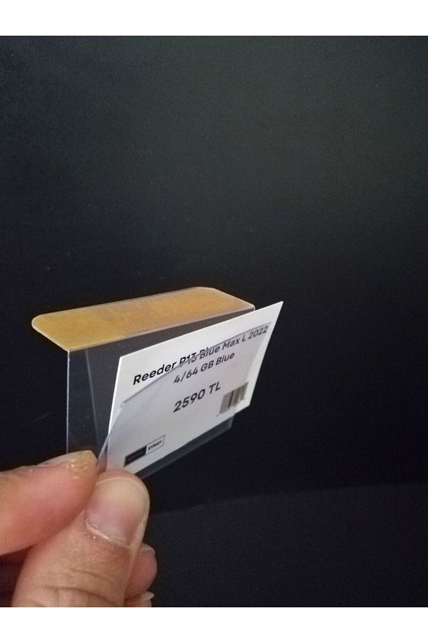 50 Adet PVC Yapışkanlı Etiketlik Dik Açılı 6x4 cm Raflar için Etiketlik Etiket Cebi Ürün isimlik - 6