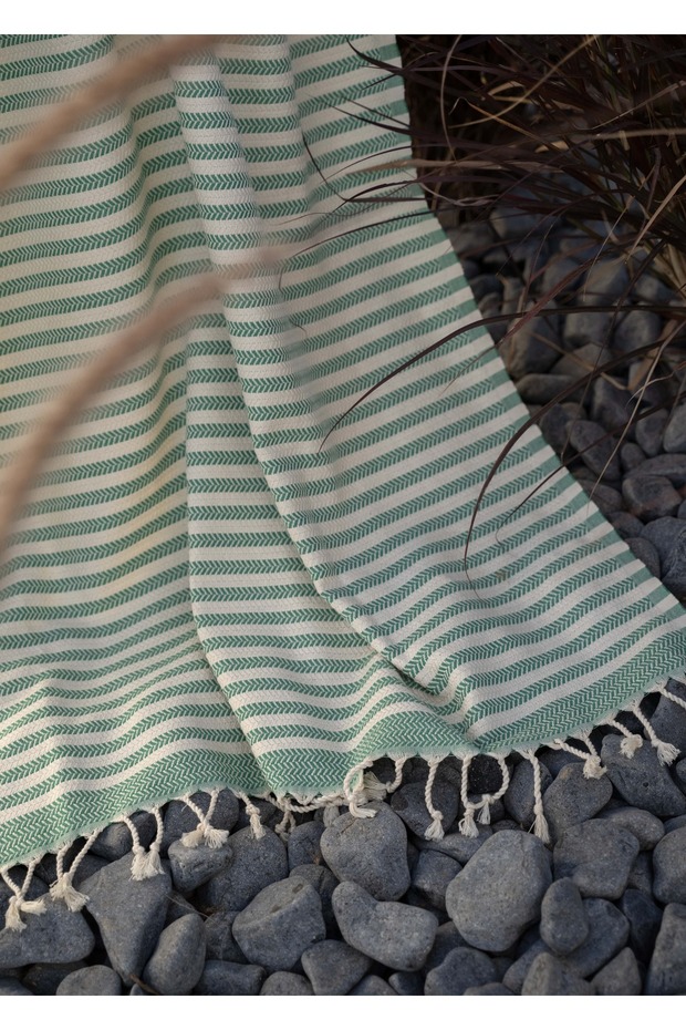 Buldan Handmade Hair Braid Patterned Benetton Color Cotton Peshtemal-Beach Towel-Bath Towel (95X180 cm)