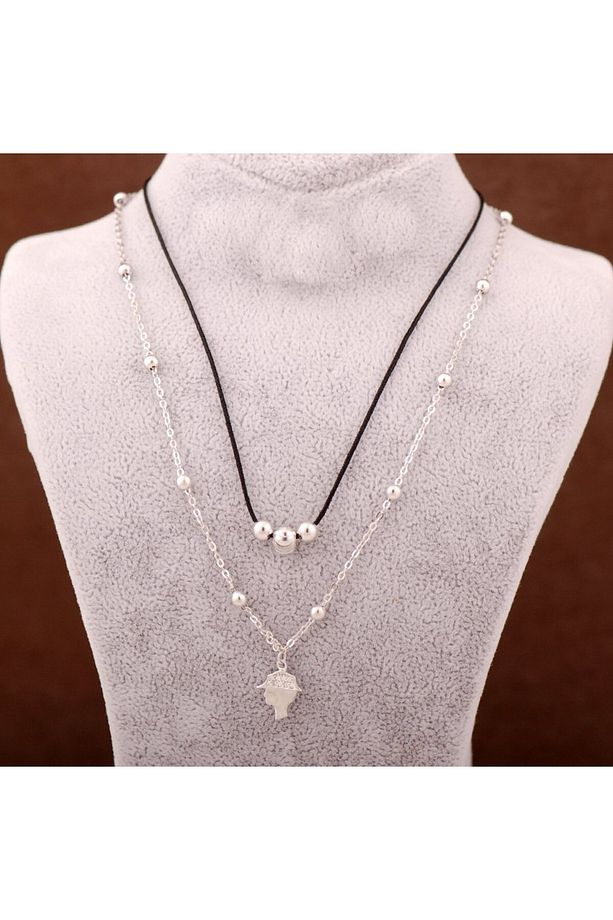 Cesur Kadın Figürlü Choker Gümüş Kolye 3450 - 1