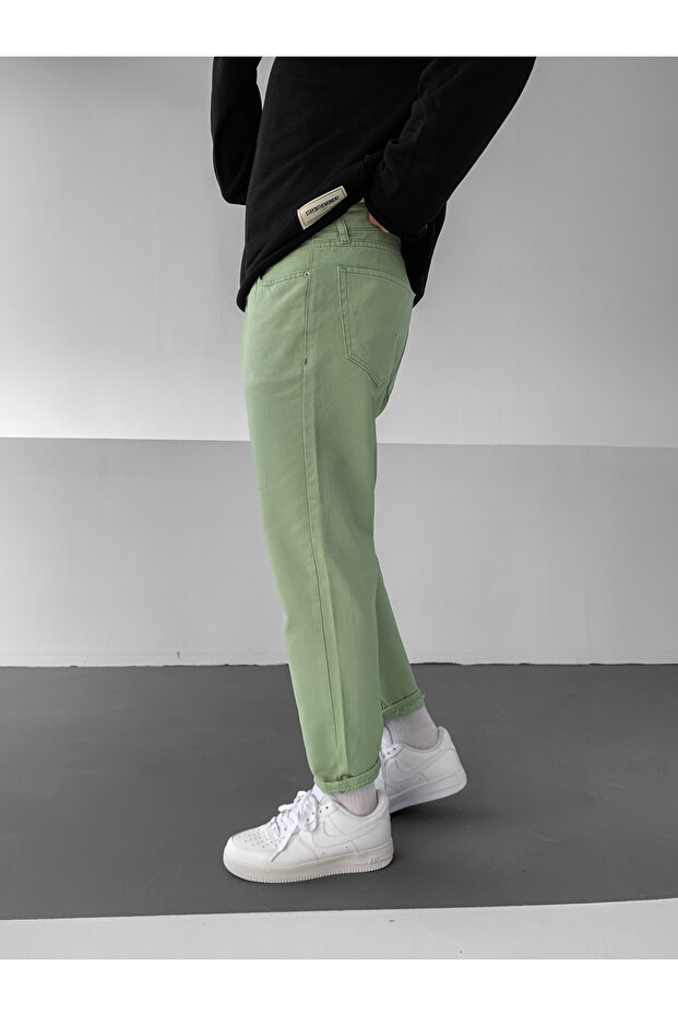 Yeşil Basic Boyfriend Pantolon - 2
