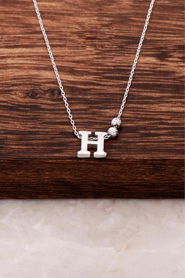 H Harfli Tasarım Gümüş Kolye 3811 - 1