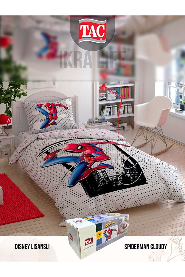 Disney Spiderman Cloudy Single Duvet Cover Set (Licensed Cartoon Heroes Cotton)