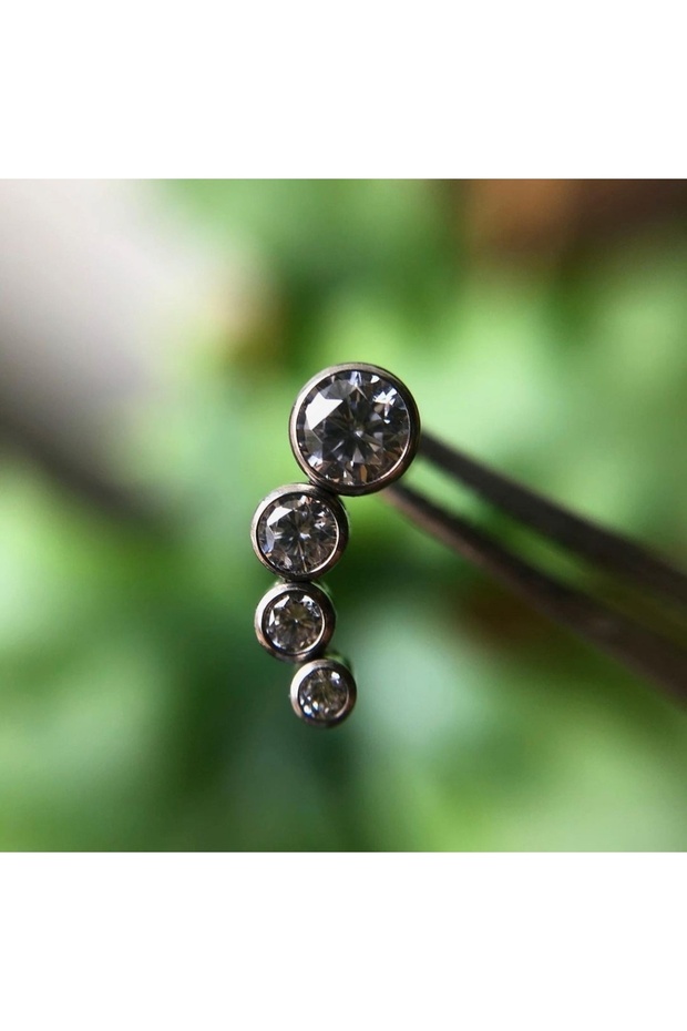 Dört Taş Çelik Tragus Helix Conch Piercing, - 2