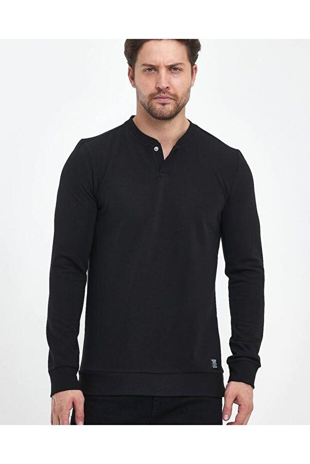 Hakim Yaka Düğmeli Sweatshirt - 2
