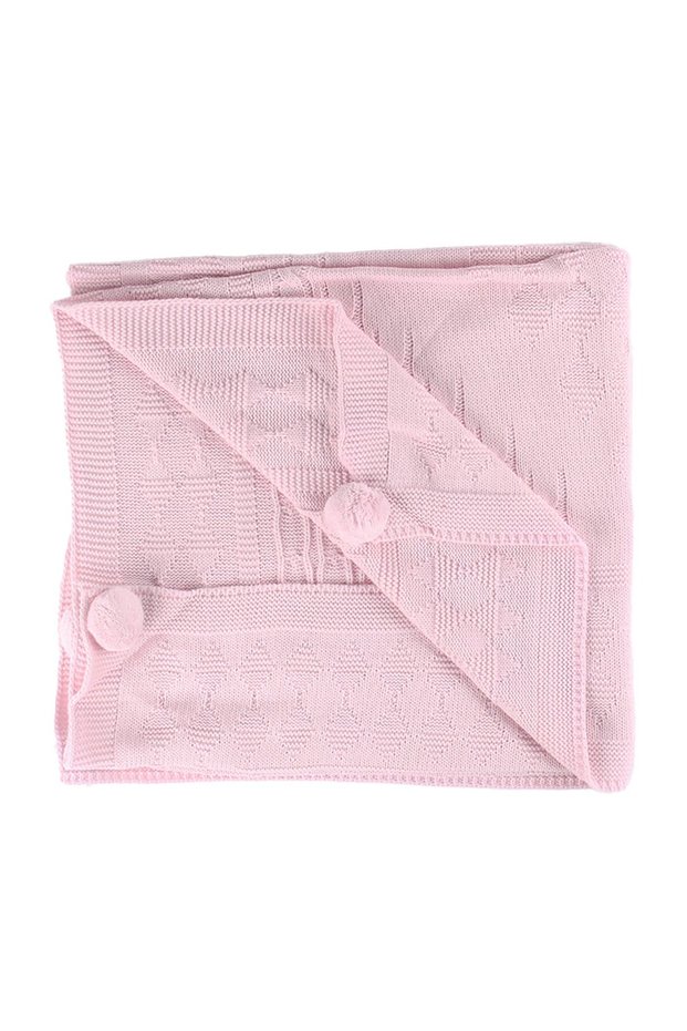 Pink Patterned Baby Girl Knitwear Blanket - 80X90 Knitted, Baklavalı