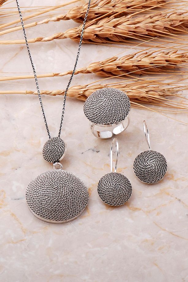 Tel Burma El Yapımı Gümüş Set 955 - 1