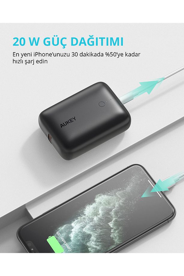 PB-N83S-BK 22.5W SCP, 18W PD ve QC 3.0 10000 mAh PD Mini Type-C Powerbank - 6