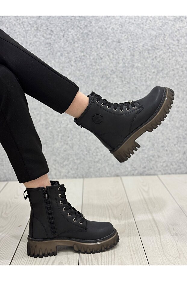 2615 -1 Siyah Cilt Kalın Taban  Bot - 2