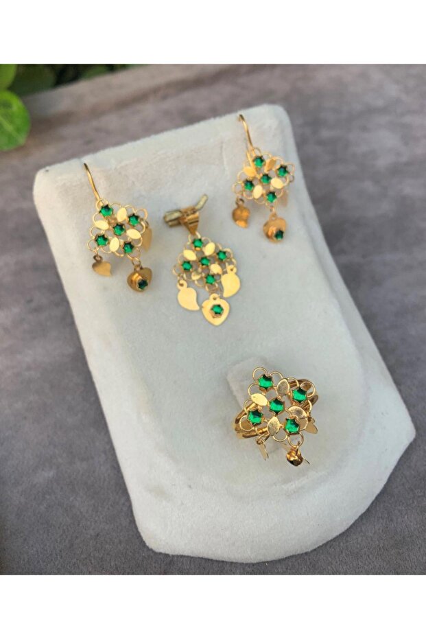 14 Ayar Altın Pullu Rubi Yakut Set - 3