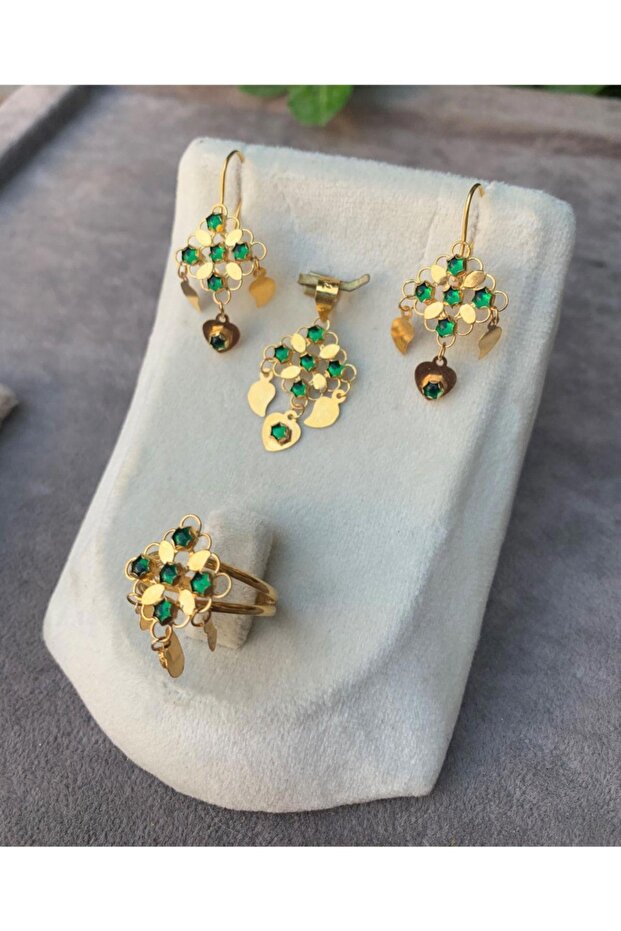 14 Ayar Altın Pullu Rubi Yakut Set - 2