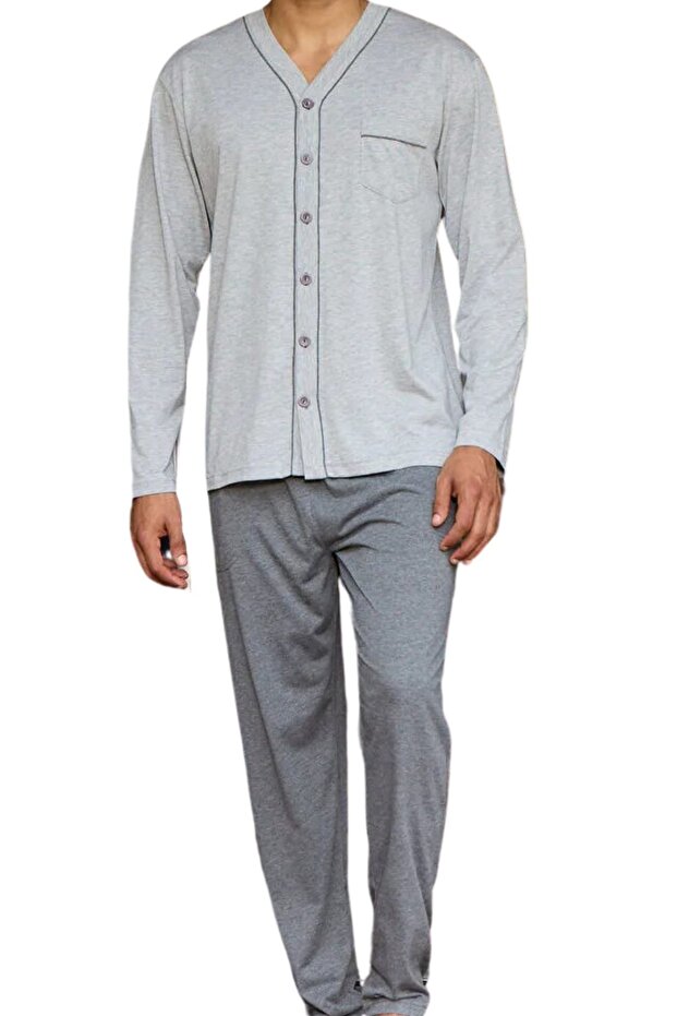طقم بيجامة بأزرار كبيرة الحجم للرجال 9134 - 2