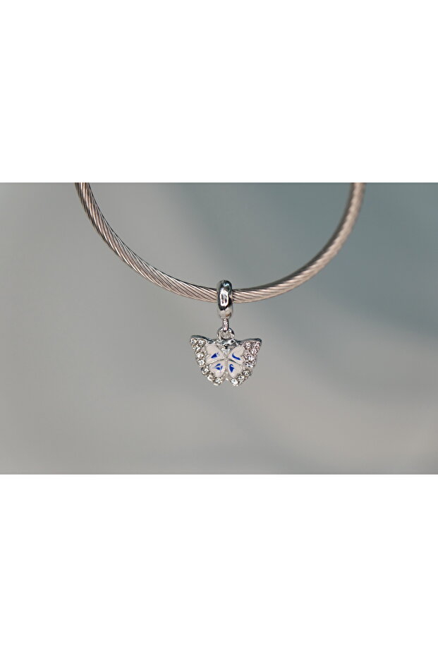 Stone Butterfly Stainless Steel Charm