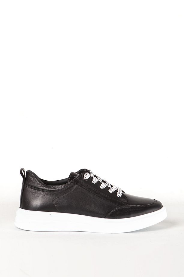 Erkek Kalın Taban Bağcıklı Günlük Sneaker Gerçek Deri Mc 17253 Siyah - 1