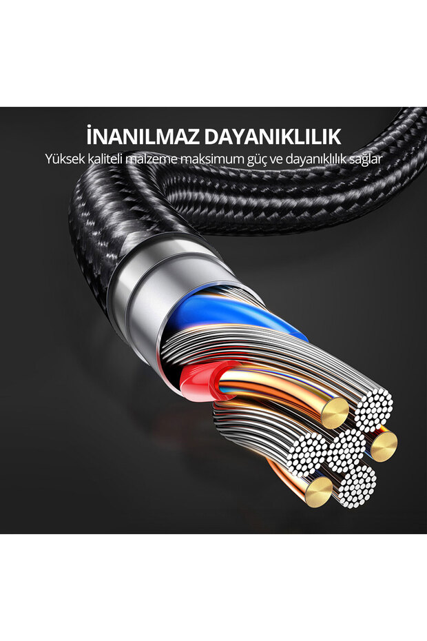 CB-CD45-BK PD Naylon Örgülü Type-C Type-C Şarj Kablosu 0.9M - 6