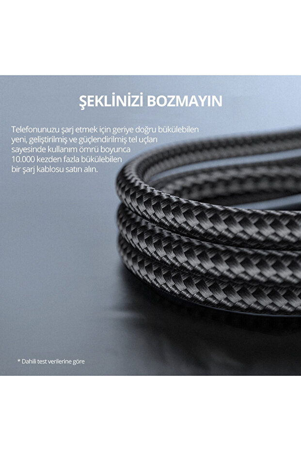 CB-CD45-BK PD Naylon Örgülü Type-C Type-C Şarj Kablosu 0.9M - 5