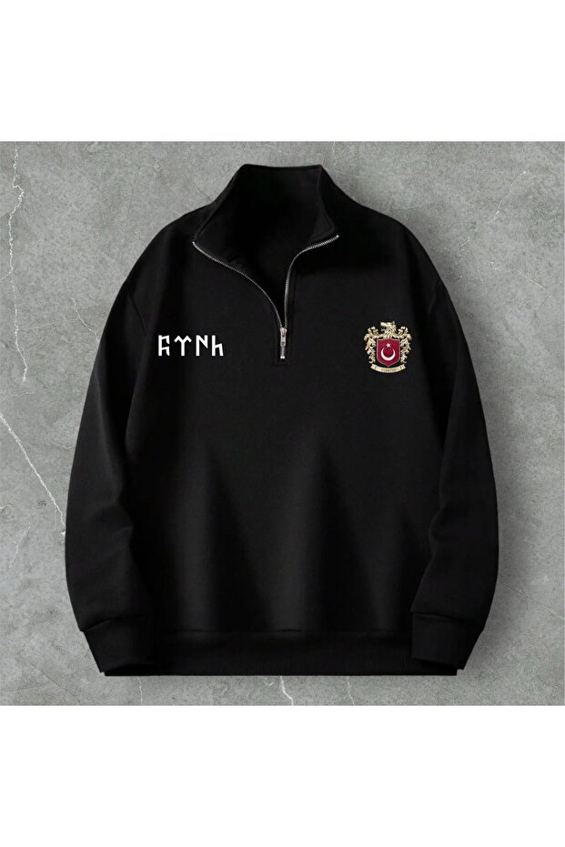 Half Zipper Turan Printed Sweatshirt