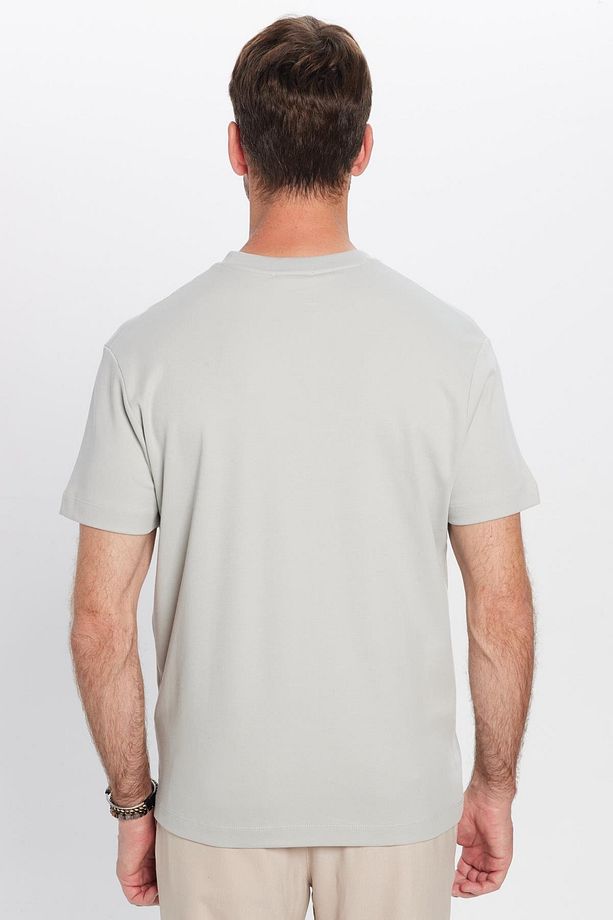 Unisex Relax Fit Rahat Kesim %100 Pamuk Yumuşak Dokulu Hafif Kalın Basic Bisiklet Yaka Gri Tişört - 7