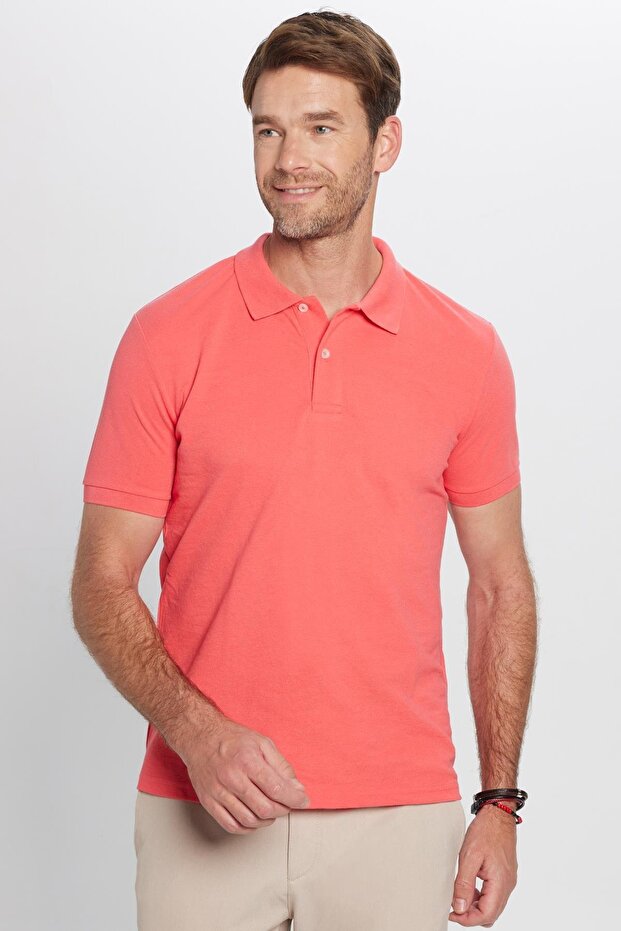 Men's Slim Fit Slim Fit Cotton Soft Texture Cool-Keeping Fabric Plain Pique Polo Neck T-Shirt