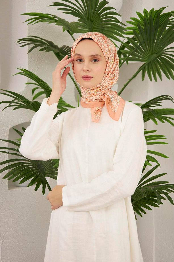 Baroq Desen Eşarp Soft Mercan - 5