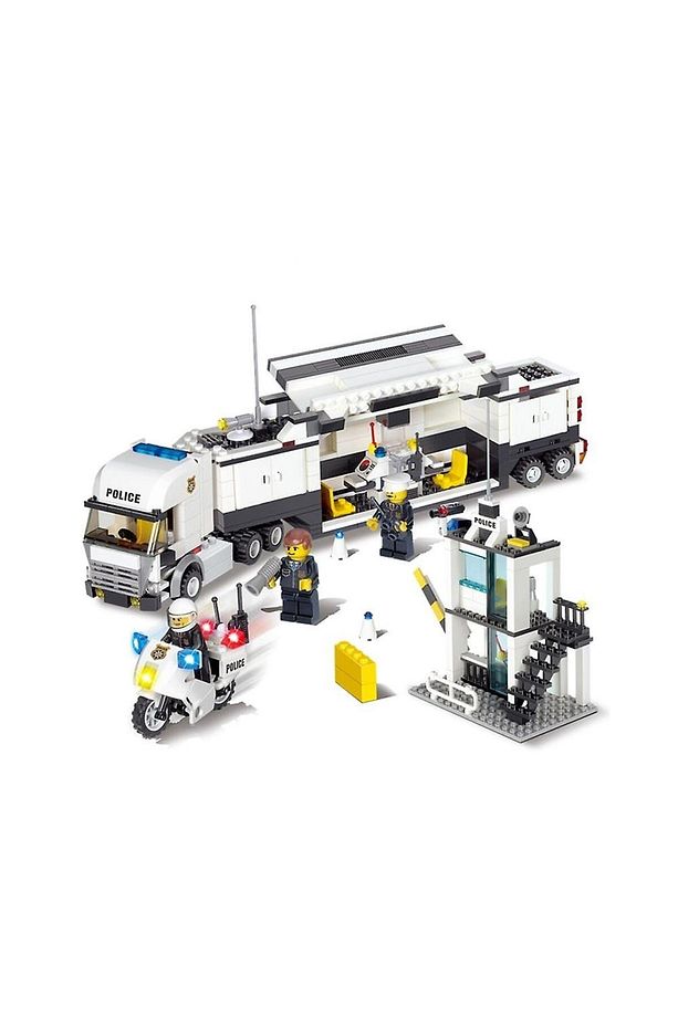 511 parça city klasik yapı taşları polis karakolu modeli yapı taşları DIY yapı oyuncak - 2