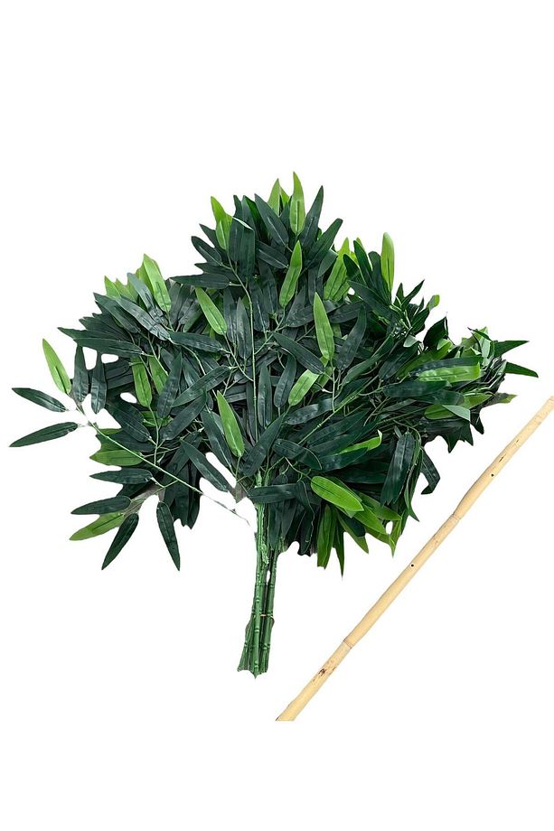 10 Adet 3 Dal Islak Doku Bambu Yaprak - 1