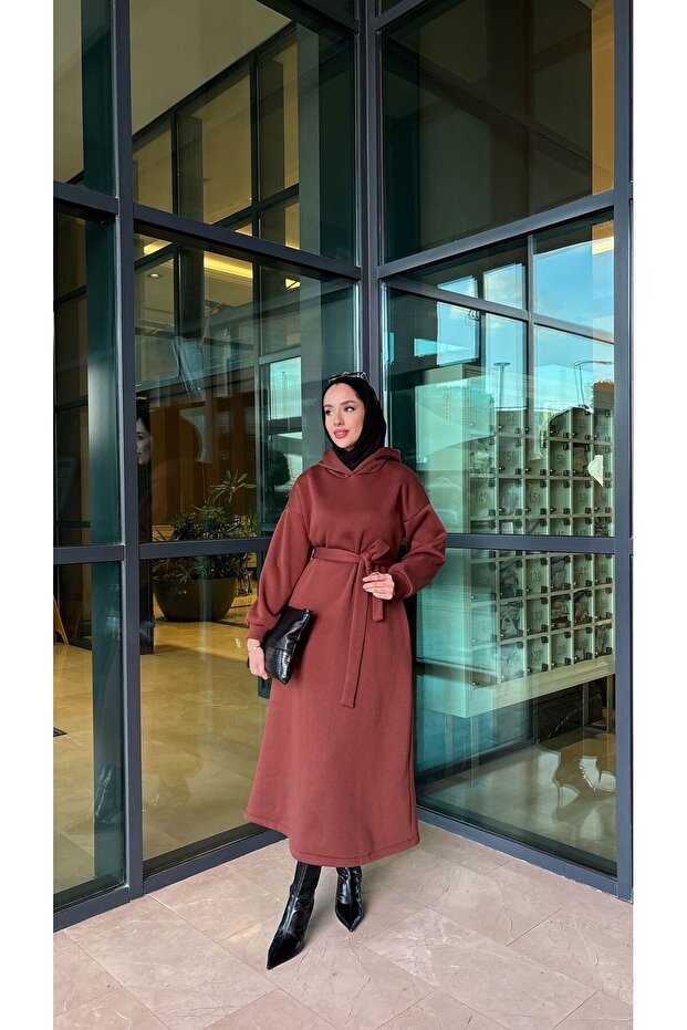 KAPÜŞONLU SWEAT ELBİSE - 3