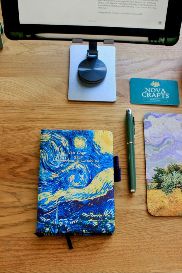 Van Gogh Starry Night 1 Themed Pencil Elastic Fluffy Cover Gilded Notebook