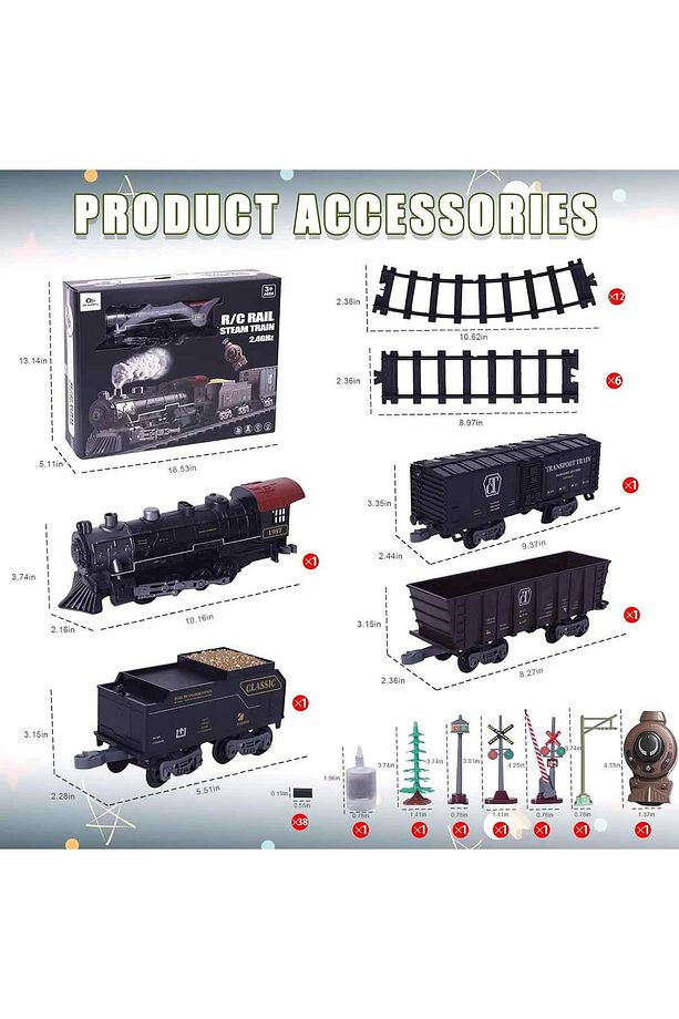 Yeni Estevia Urny Classic Steam Kumandalı 2,4 Ghz Pilli Tren Seti 30 Parça 1613G Company - 7