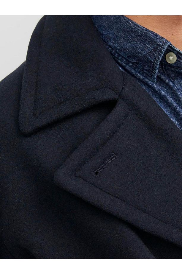 Jprblucaptaın Wool Peacoat Yün Karışımlı Kruvaze Yaka Denizci Kabanı - 5