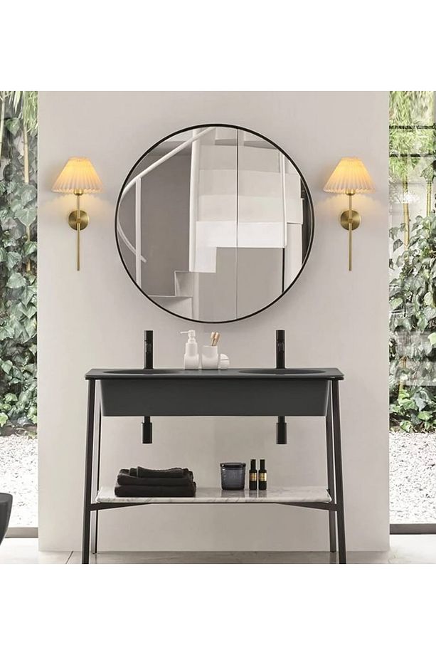 Modern Tasarım 1 Adet Kablosuz Pilli Aplik Tak Çalıştır Krem Abajur Umbrella Aplik Eskitme Gold Sarı - 3