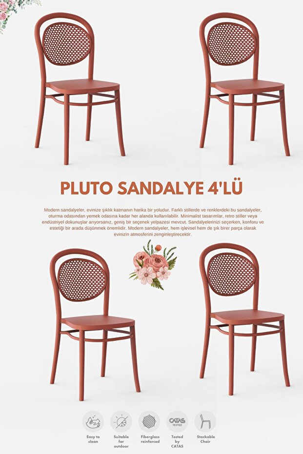 PLUTO LÜX CAFE &  RESTAURANT  SANDALYESİ 4 Lü Set - 1
