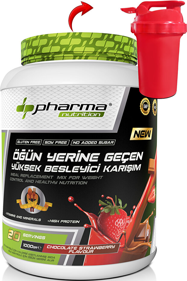 Protein Lunch Powder Meal Replacement Nourishing Shake Chocolate Strawberry Flavored 20 Serving 1000 Gr