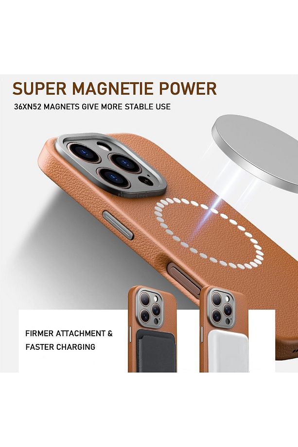 İphone 16 Pro Max Kılıf Lansman Deri Magsafe Şarj Özellikli Metal Tuş Çerceveli Hassas Butonlu Mat - 2