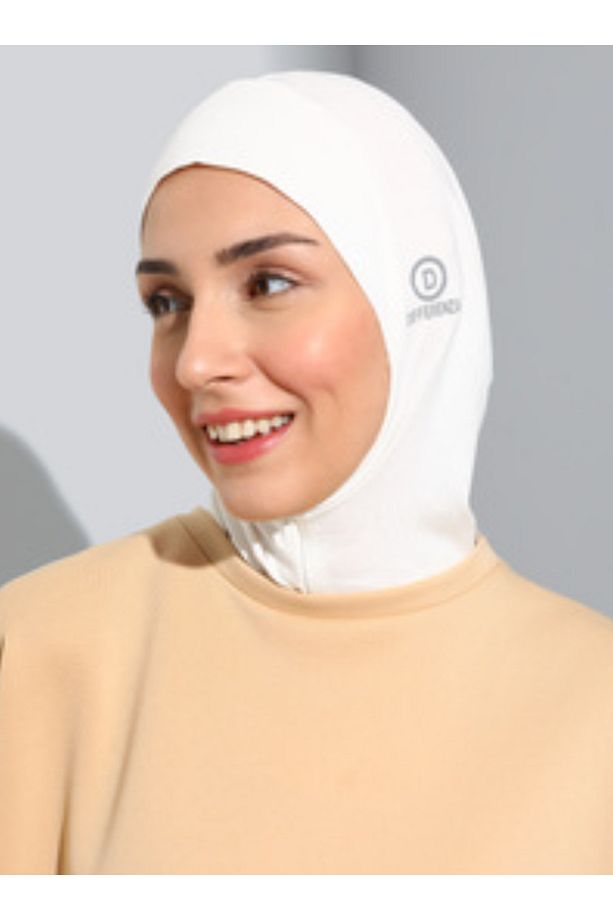 Fermuarlı Tesettür Bone - Ekru - 4