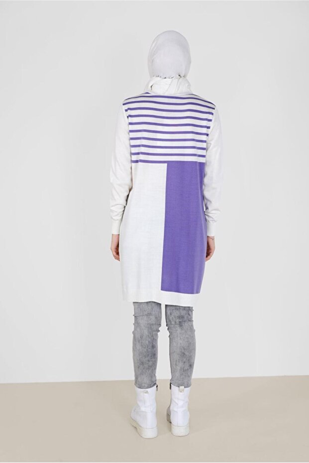 42005 Model Šerit Detailed Two-Color Knitwear Tunik - 3