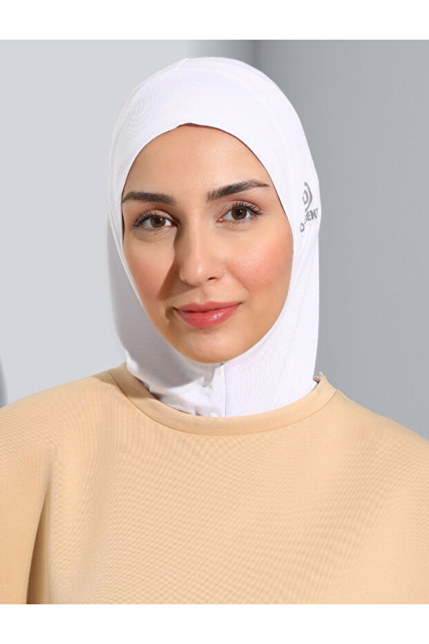 Fermuarlı Tesettür Bone - Beyaz - 1