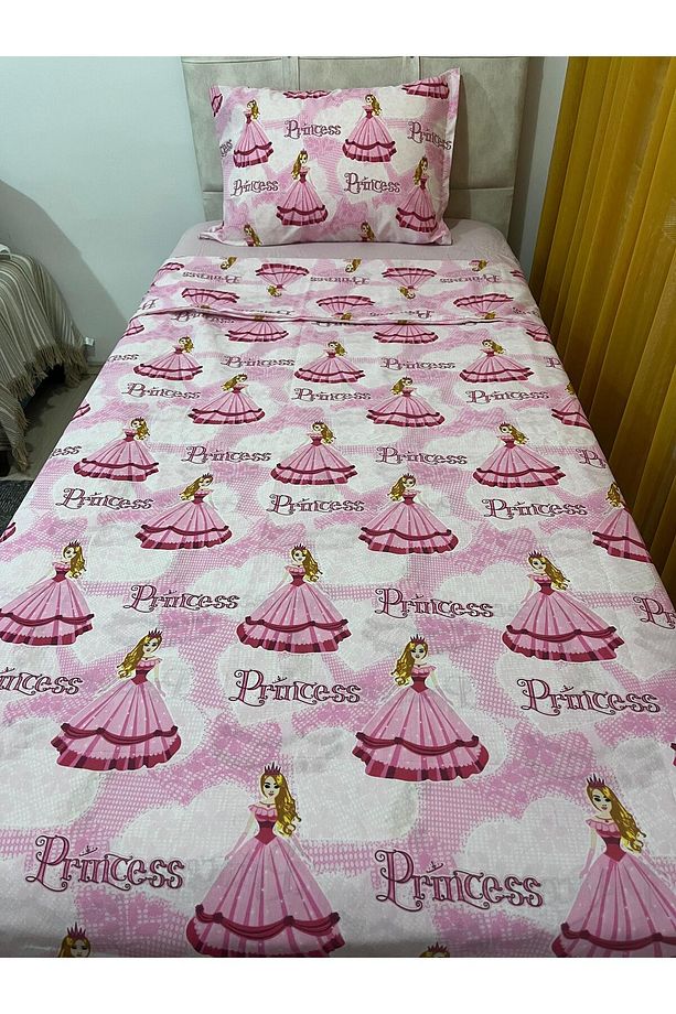 Pembe Prenses Desenli Tek Kişilik Nevresim Takımı - 7