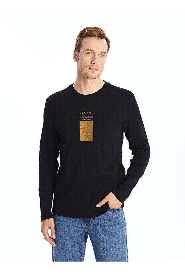 Lcwaikiki Classic Crew Neck Long Sleeve Printed Men's Sweatshirt (W4)