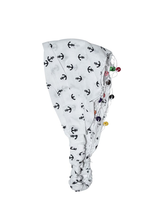 Elastic Parachute Bandana with Beaded Anchor Pattern