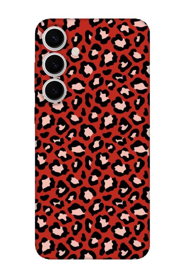 حافظة لهاتف سامسونج S24 FE بنمط الفهد باللون الأحمر - 1