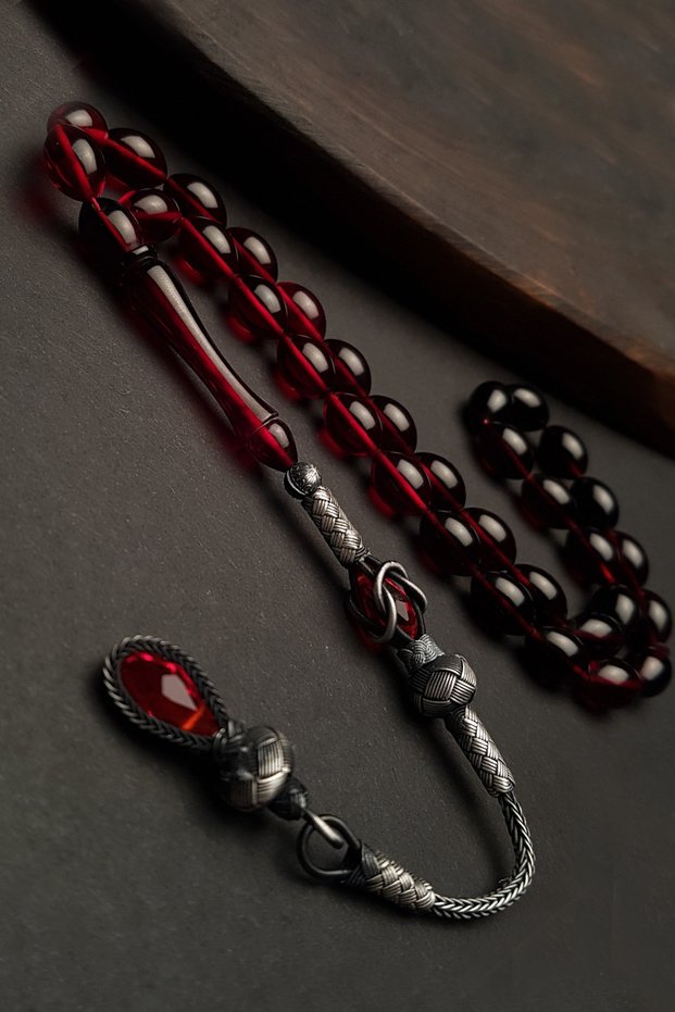 Prayer Beads - Red - Amber
