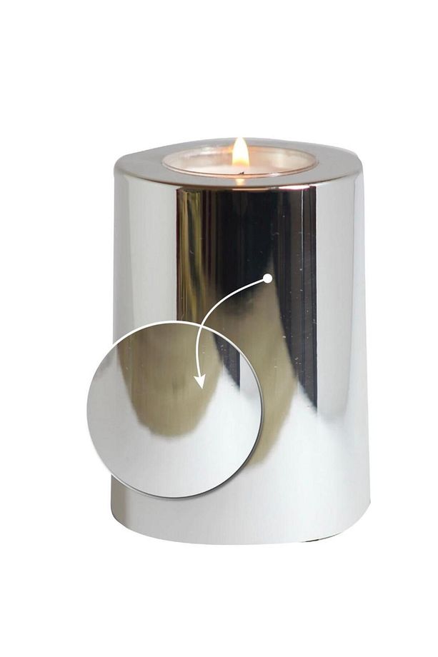 Krom Kaplama 3 Lü  Krom DÜZ Yüzey Mumluk Dekoratif Tealight Set Mum hediyeli - 4