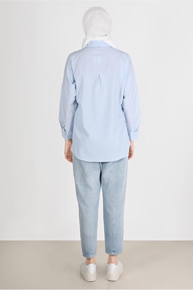 KADIN MAVİ (A.MAVİ) DÜĞMELİ BASIC TUNİK 3900 - 3