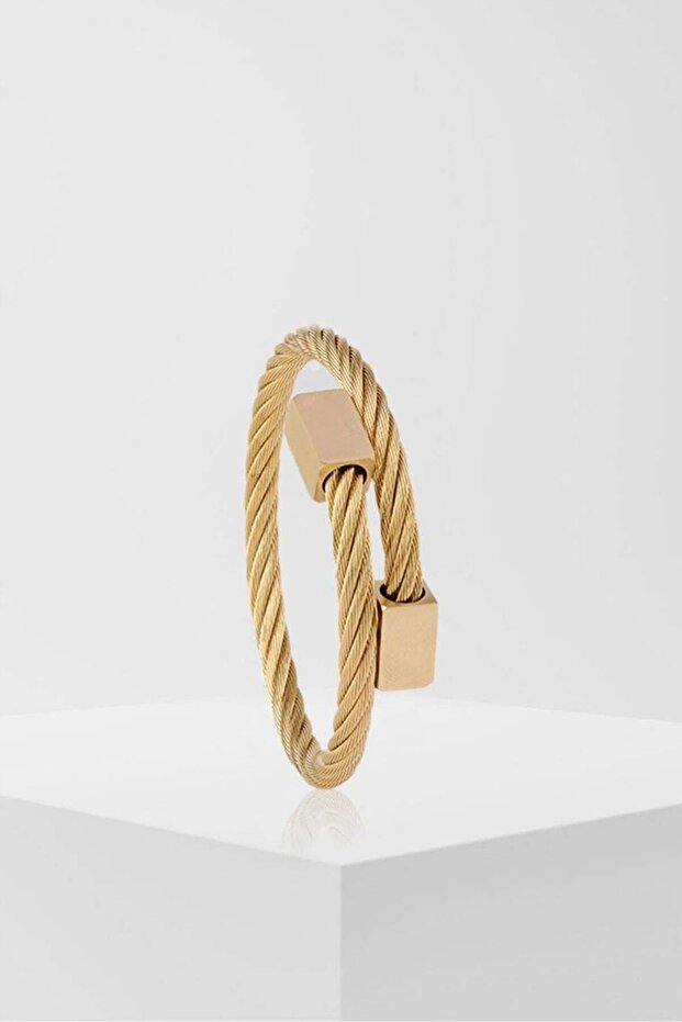 Rectangle Gold Tıtanıum Çelik Bileklik - 1