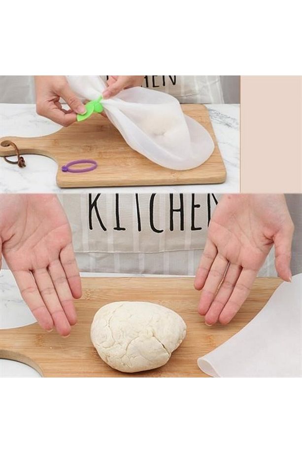 ® Büyük  Hamur Torbası  Silikon Şeffaf Hamur Yoğurma Torbası Ekmek Makarna Mantı  Hamuru Kolay - 3