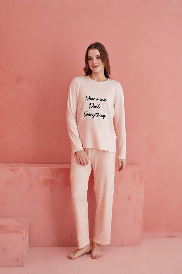 Somon Dear Mind Don't Everything Desenli Luxury Termal Kadın Pijama Takım - 2