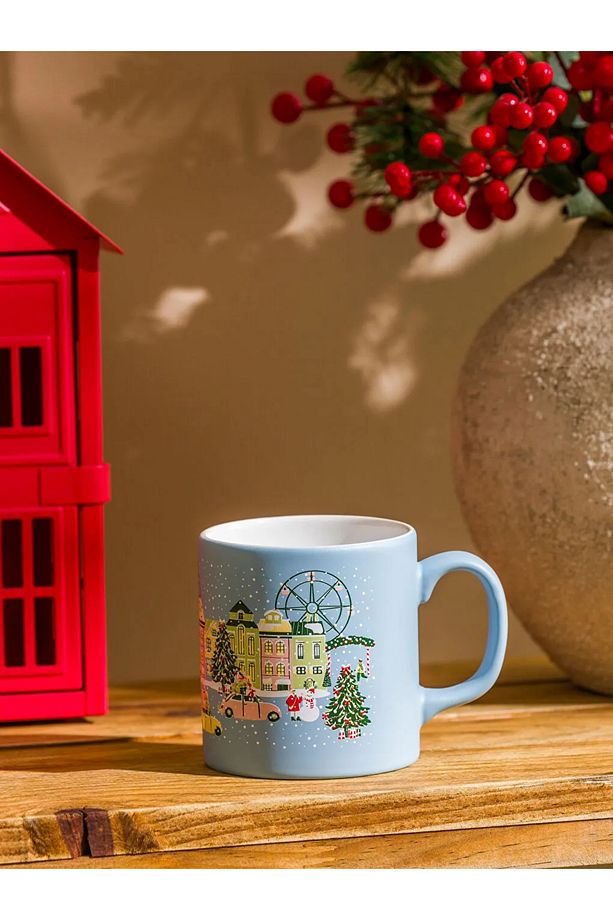 LCW HOME Açık Mavi Baskılı Seramik Kupa 320 Ml - 3