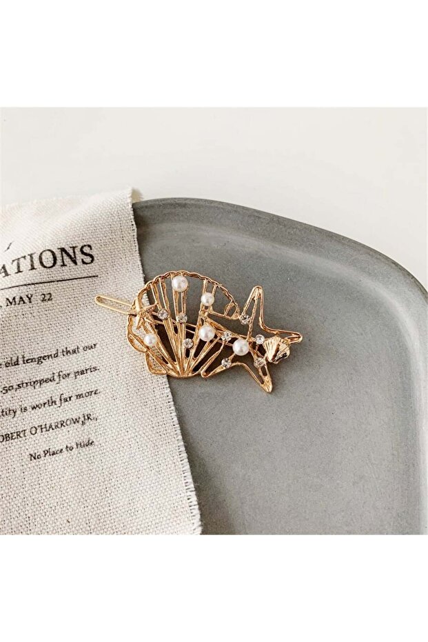 So-much Seashell Clip Pearl Detailed Buckle-9