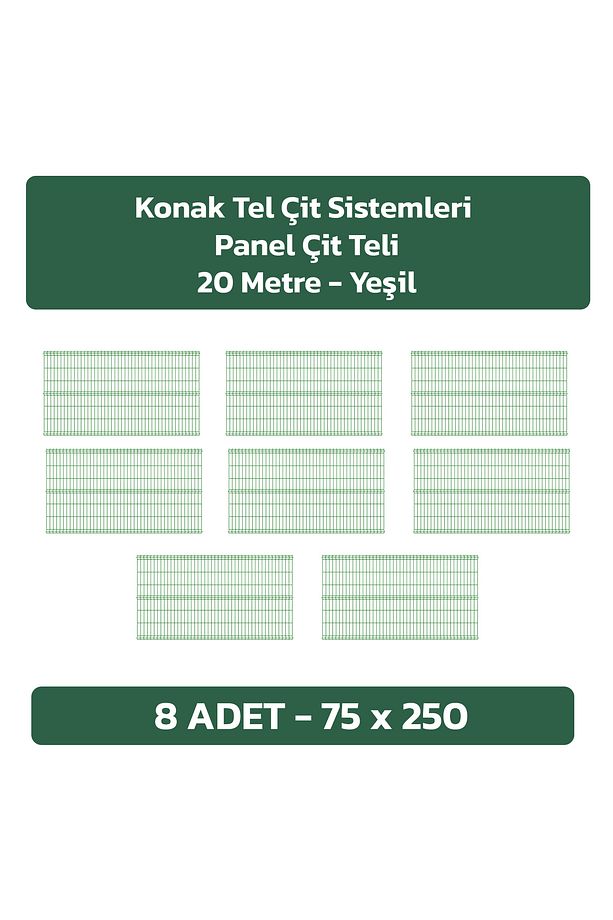 8 Adet Panel Çit Teli 75x250 CM 4.MM Tel Kalınlığı 55X150 MM Göz Aralığı - 1