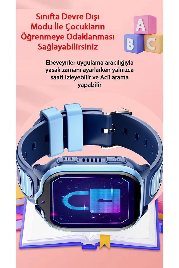 Z32 Görüntülü Görüşme Gps Wıfı Net Konum Gizli Dinleme Akıllı Çocuk Takip Saati Sim Kartlı - Mavi - 3